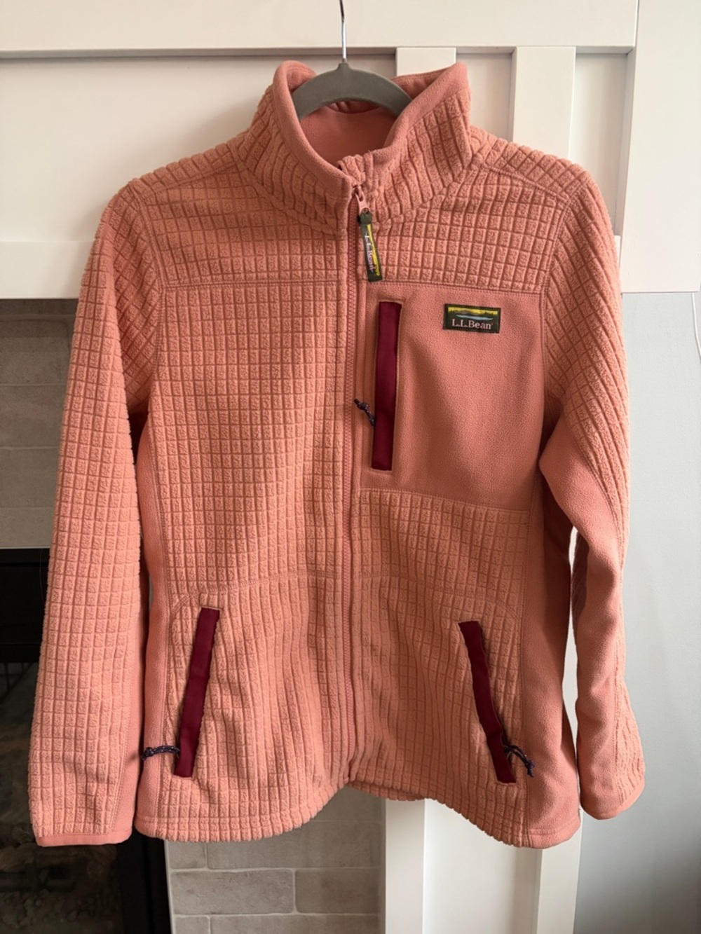L.L. Bean Peach Coral Fleece Jacket with Slate Lining - Picture 2 of 4